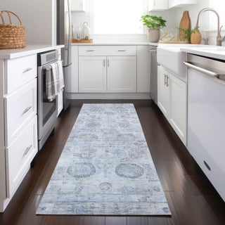 Piper Looms Chantille Border ACN1769 Sky Machine Washable Area Rug Runner Lifestyle Image Feature