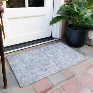 Piper Looms Chantille Border ACN1769 Sky Machine Washable Area Rug Scatter Outdoor Lifestyle Image Feature