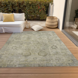 Piper Looms Chantille Border ACN1769 Taupe Machine Washable Area Rug Outdoor Lifestyle Image Feature