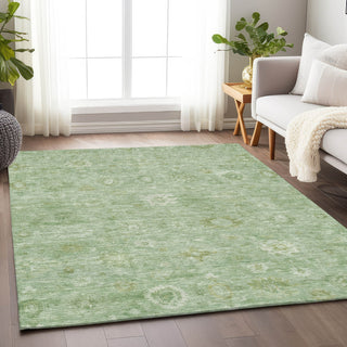 Piper Looms Chantille Damask ACN1770 Aloe Machine Washable Area Rug Lifestyle Image Feature