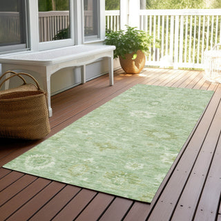 Piper Looms Chantille Damask ACN1770 Aloe Machine Washable Area Rug Runner Outdoor Lifestyle Image Feature