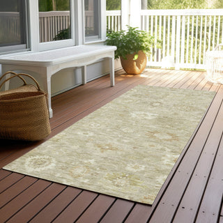 Piper Looms Chantille Damask ACN1770 Beige Machine Washable Area Rug Runner Outdoor Lifestyle Image Feature