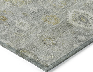 Piper Looms Chantille Damask ACN1770 Gray Machine Washable Area Rug Corner Image