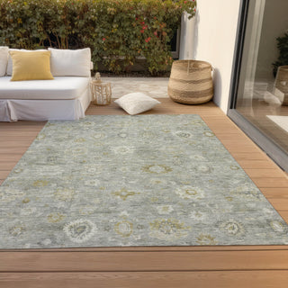 Piper Looms Chantille Damask ACN1770 Gray Machine Washable Area Rug Outdoor Lifestyle Image Feature