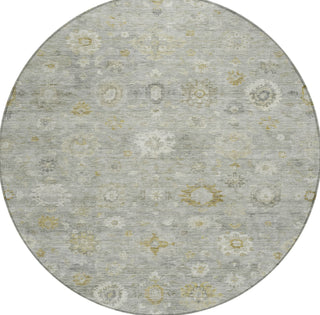 Piper Looms Chantille Damask ACN1770 Gray Machine Washable Area Rug Round Main Image