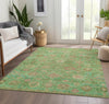 Piper Looms Chantille Damask ACN1770 Lime Machine Washable Area Rug Lifestyle Image Feature