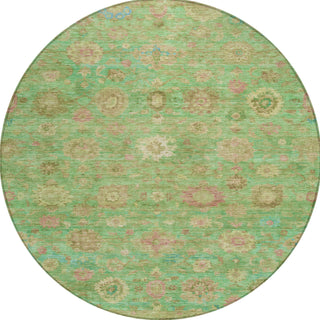 Piper Looms Chantille Damask ACN1770 Lime Machine Washable Area Rug Round Main Image