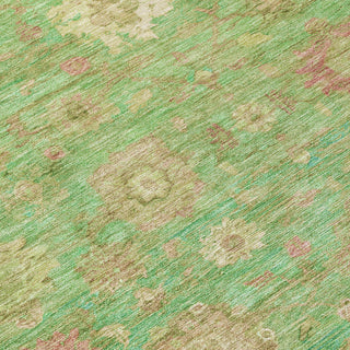 Piper Looms Chantille Damask ACN1770 Lime Machine Washable Area Rug Swatch Image