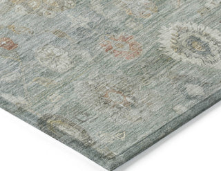 Piper Looms Chantille Damask ACN1770 Sage Machine Washable Area Rug Corner Image