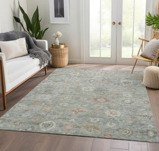 Piper Looms Chantille Damask ACN1770 Sage Machine Washable Area Rug Lifestyle Image Feature