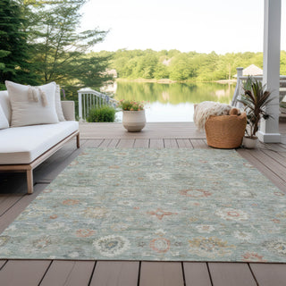 Piper Looms Chantille Damask ACN1770 Sage Machine Washable Area Rug Outdoor Lifestyle Image Feature