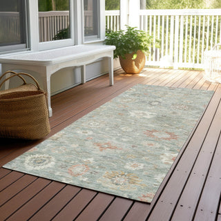 Piper Looms Chantille Damask ACN1770 Sage Machine Washable Area Rug Runner Outdoor Lifestyle Image Feature