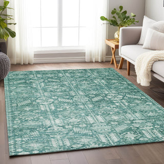 Piper Looms Chantille Global ACN1771 Teal Machine Washable Area Rug Lifestyle Image Feature