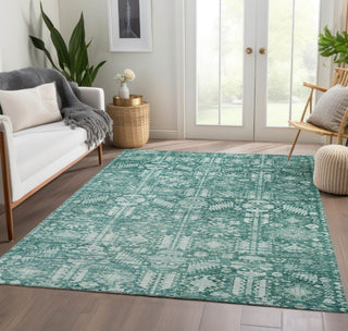Piper Looms Chantille Global ACN1771 Teal Machine Washable Area Rug Lifestyle Image Feature