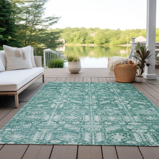 Piper Looms Chantille Global ACN1771 Teal Machine Washable Area Rug Outdoor Lifestyle Image Feature