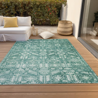 Piper Looms Chantille Global ACN1771 Teal Machine Washable Area Rug Outdoor Lifestyle Image Feature