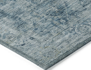 Piper Looms Chantille Border ACN1773 Blue Machine Washable Area Rug Corner Image