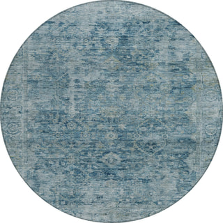 Piper Looms Chantille Border ACN1773 Blue Machine Washable Area Rug Round Main Image