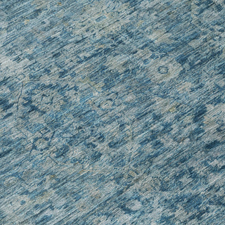 Piper Looms Chantille Border ACN1773 Blue Machine Washable Area Rug Swatch Image