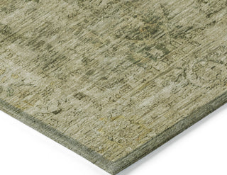 Piper Looms Chantille Border ACN1773 Green Machine Washable Area Rug Corner Image