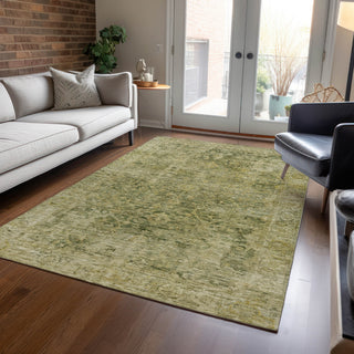 Piper Looms Chantille Border ACN1773 Green Machine Washable Area Rug Lifestyle Image Feature