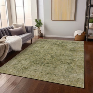 Piper Looms Chantille Border ACN1773 Green Machine Washable Area Rug Lifestyle Image Feature
