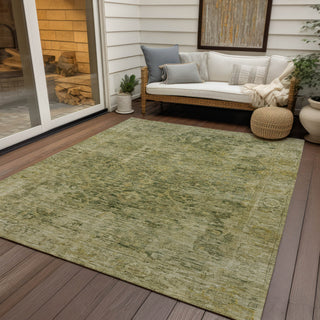 Piper Looms Chantille Border ACN1773 Green Machine Washable Area Rug Outdoor Lifestyle Image Feature