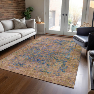 Piper Looms Chantille Border ACN1773 Navy Machine Washable Area Rug Lifestyle Image Feature