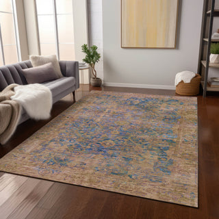 Piper Looms Chantille Border ACN1773 Navy Machine Washable Area Rug Lifestyle Image Feature