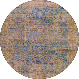 Piper Looms Chantille Border ACN1773 Navy Machine Washable Area Rug Round Main Image