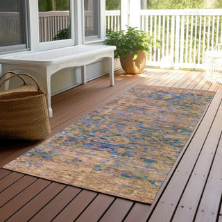Piper Looms Chantille Border ACN1773 Navy Machine Washable Area Rug Runner Outdoor Lifestyle Image Feature