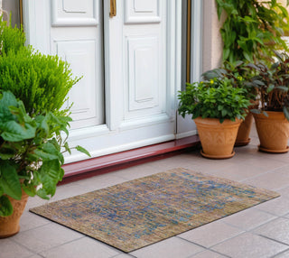 Piper Looms Chantille Border ACN1773 Navy Machine Washable Area Rug Scatter Outdoor Lifestyle Image Feature