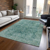 Piper Looms Chantille Border ACN1773 Teal Machine Washable Area Rug Lifestyle Image Feature