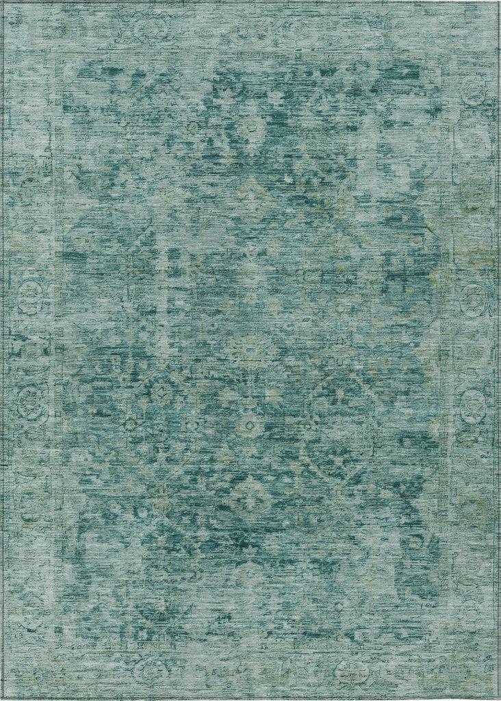 Piper Looms Chantille Border ACN1773 Teal Machine Washable Area Rug main image