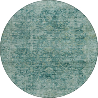 Piper Looms Chantille Border ACN1773 Teal Machine Washable Area Rug Round Main Image