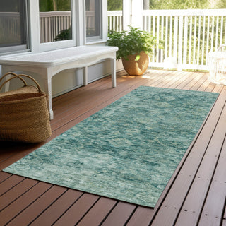 Piper Looms Chantille Border ACN1773 Teal Machine Washable Area Rug Runner Outdoor Lifestyle Image Feature