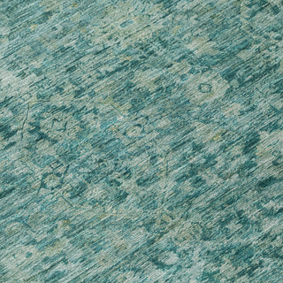Piper Looms Chantille Border ACN1773 Teal Machine Washable Area Rug Swatch Image