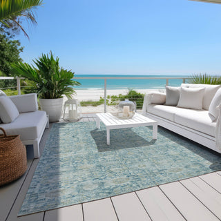 Piper Looms Chantille Modern ACN1774 Blue Machine Washable Area Rug Outdoor Lifestyle Image Feature