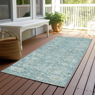 Piper Looms Chantille Modern ACN1774 Blue Machine Washable Area Rug Runner Outdoor Lifestyle Image Feature