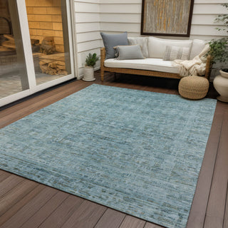 Piper Looms Chantille Border ACN1775 Sky Machine Washable Area Rug Outdoor Lifestyle Image Feature
