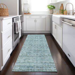 Piper Looms Chantille Border ACN1775 Sky Machine Washable Area Rug Runner Lifestyle Image Feature