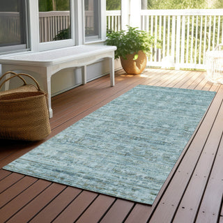 Piper Looms Chantille Border ACN1775 Sky Machine Washable Area Rug Runner Outdoor Lifestyle Image Feature