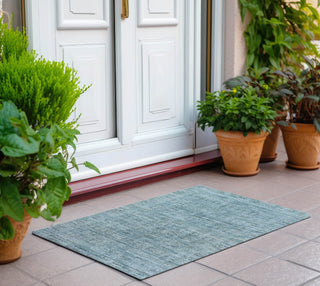 Piper Looms Chantille Border ACN1775 Sky Machine Washable Area Rug Scatter Outdoor Lifestyle Image Feature
