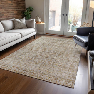 Piper Looms Chantille Border ACN1775 Taupe Machine Washable Area Rug Lifestyle Image Feature