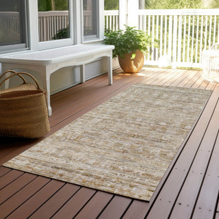 Piper Looms Chantille Border ACN1775 Taupe Machine Washable Area Rug Runner Outdoor Lifestyle Image Feature