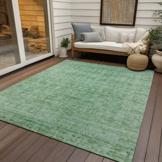 Piper Looms Chantille Border ACN1775 Teal Machine Washable Area Rug Outdoor Lifestyle Image Feature