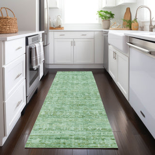 Piper Looms Chantille Border ACN1775 Teal Machine Washable Area Rug Runner Lifestyle Image Feature