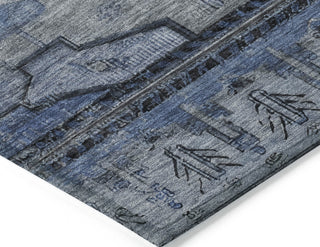 Piper Looms Chantille Tribal ACN1776 Blue Machine Washable Area Rug Corner Image