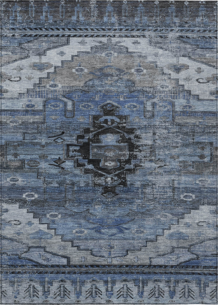Piper Looms Chantille Tribal ACN1776 Blue Machine Washable Area Rug main image