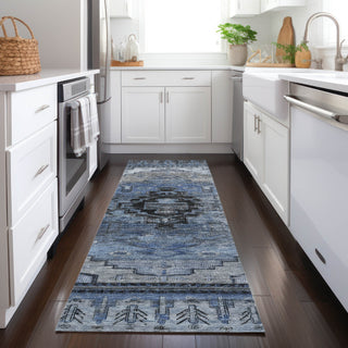 Piper Looms Chantille Tribal ACN1776 Blue Machine Washable Area Rug Runner Lifestyle Image Feature